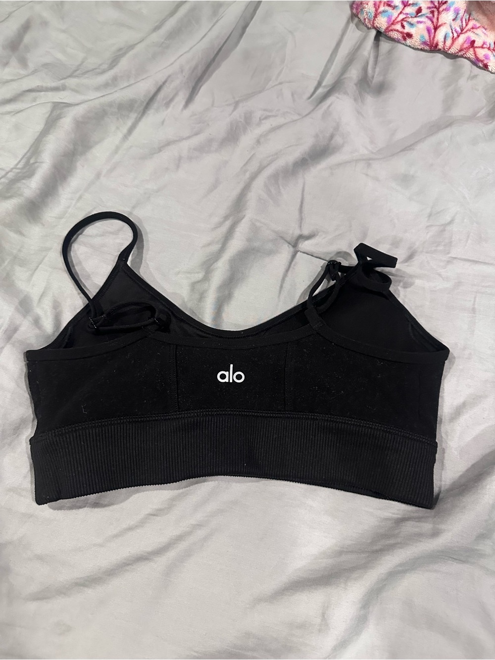 ALO Yoga Black Ribbed Logo Sports Bralette